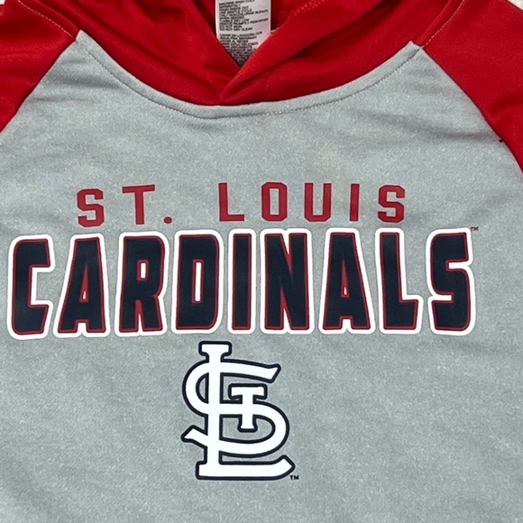 St. Louis Cardinals Kids Red and Gray Hoodie Pullover Youth Sweatshirt - Picture 2 of 3
